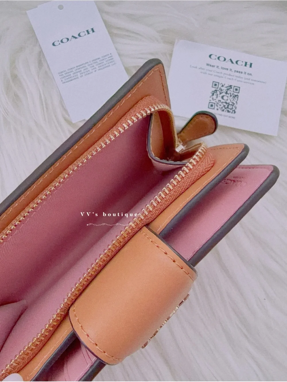 NWT Coach Medium Corner Zip Wallet Signature Canvas Powder Pink CEC29 RARE